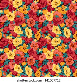 Floral pattern seamless retro. Anemones