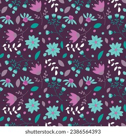 Floral pattern in seamless style. Vector illustration.