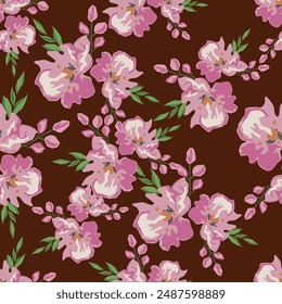 Floral pattern in seamless style. Vector illustration.