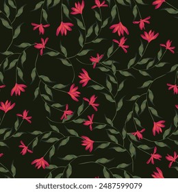 Floral pattern in seamless style. Vector illustration.