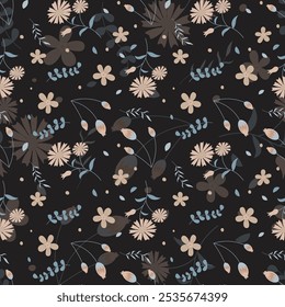 Floral pattern in seamless style. Vector illustration.