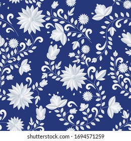 Floral pattern, Seamless texture with flowers, Vector seamless female textile pattern, for fabric design