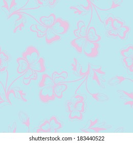 Floral pattern. Seamless texture with violet flowers. Vector art