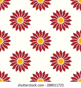 Floral pattern seamless. Vector abstract background in red and yellow tones