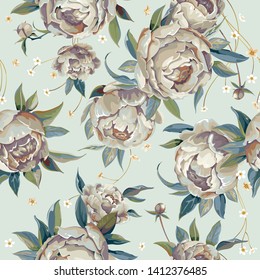 Floral pattern seamless vector background. Vector garden realistic vector illustration with flower