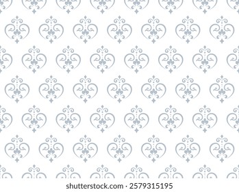 Floral pattern. Seamless vector background. Vintage wallpaper in the Baroque style. White and gray ornament for fabric, wallpaper, packaging. Ornate Damask flower illustration