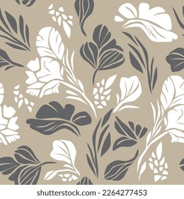 Floral pattern, seamless vector illustration. Abstract flowers, branches, stylish print background