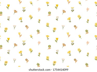 Floral pattern. Seamless vector texture with flowers for fashion prints or wall paper. Pink color. Hand drawn style, light background.