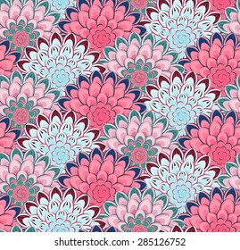 Floral pattern. Seamless vintage background. Flower vector illustration. Pink abstract backdrop.