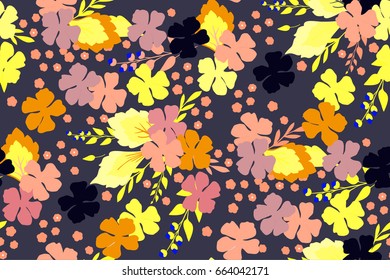 Floral pattern. Seamless wild flowers texture for fabric, wrapping, textiles. 