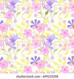 Floral pattern. Seamless wild flowers texture for fabric, wrapping, textiles. 