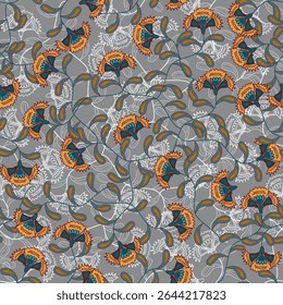 Floral pattern seamless yellow gray elegant vibrant ,flower seamless pattern ,flowers pattern design Seamless flower pattern with colorful little flowers. Simple flat bright flowers background