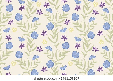 Blumenmuster nahtlos. Pastellblaue Blumen Ikat Design Paisley Stickerei mit Blumenmotiven. Ethnische Muster orientalisch traditionell. Ikat-Muster nahtlose Vektorillustration. 