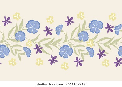 Floral pattern seamless.Pastel blue flowers Ikat design paisley embroidery with floral motifs. Ethnic pattern oriental traditional. Ikat pattern seamless vector illustration. 