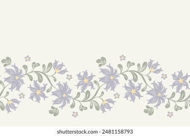 Floral pattern seamless.Pastel blue flowers Ikat design paisley embroidery with floral motifs. Ethnic pattern oriental traditional. Ikat pattern seamless vector illustration. 