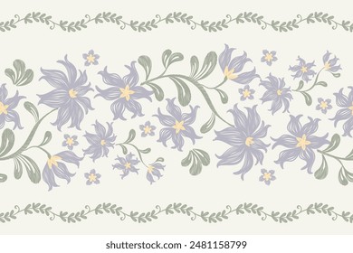 Patrón floral sin fisuras. Flores azul pastel Ikat diseño bordado paisley con motivos florales. Patrón étnico tradicional oriental. Ikat patrón de Ilustración vectorial sin fisuras. 