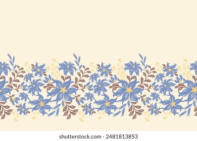 Floral pattern seamless.Pastel blue flowers Ikat design paisley embroidery with floral motifs. Ethnic pattern oriental traditional. Ikat pattern seamless vector illustration. 