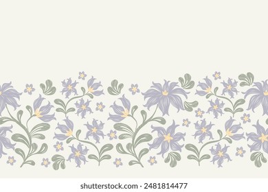 Patrón floral sin fisuras. Flores azul pastel Ikat diseño bordado paisley con motivos florales. Patrón étnico tradicional oriental. Ikat patrón de Ilustración vectorial sin fisuras. 