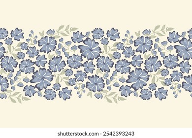 Blumenmuster nahtlos.Pastellblaue Blumen Ikat Design Paisley Stickerei mit floralen Motiven. Ethnische Muster orientalisch traditionell. Ikat Muster nahtlose Vektorgrafik. 