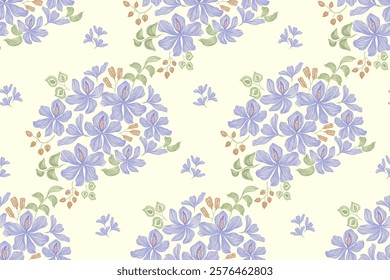 Floral pattern seamless.Pastel blue flowers Ikat design paisley embroidery with floral motifs. Ethnic pattern oriental traditional. Ikat pattern seamless vector illustration. 