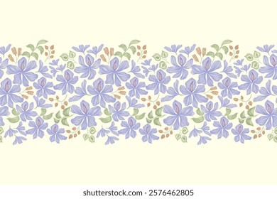 Floral pattern seamless.Pastel blue flowers Ikat design paisley embroidery with floral motifs. Ethnic pattern oriental traditional. Ikat pattern seamless vector illustration. 