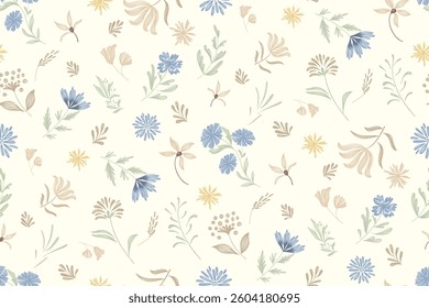 Floral pattern seamless.Pastel blue flowers Ikat design paisley embroidery with floral motifs. Ethnic pattern oriental traditional. Ikat pattern seamless vector illustration. 