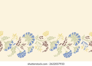 Floral pattern seamless.Pastel blue flowers Ikat design paisley embroidery with floral motifs. Ethnic pattern oriental traditional. Ikat pattern seamless vector illustration. 