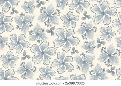 Floral pattern seamless.Pastel blue flowers Ikat design paisley embroidery with floral motifs. Ethnic pattern oriental traditional. Ikat pattern seamless vector illustration