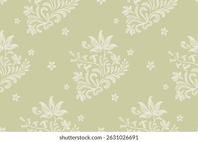 Floral pattern seamless.Pastel white green flowers Ikat design paisley embroidery with floral motifs. Ethnic pattern oriental traditional. Ikat pattern seamless vector illustration. 