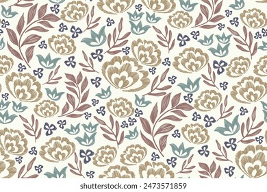 Patrón floral sin fisuras. Flores de Antiguas Ikat diseño paisley bordado con motivos florales. Patrón étnico tradicional oriental. Ikat patrón de Ilustración vectorial sin fisuras. 