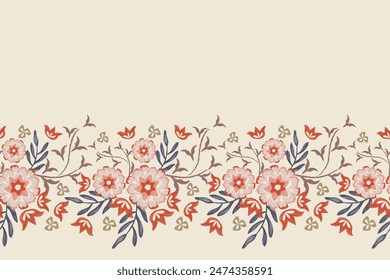 Floral pattern seamless.Vintage flowers Ikat design paisley embroidery with floral motifs. Ethnic pattern oriental traditional. Ikat pattern seamless vector illustration. 