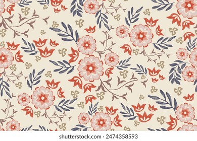 Floral pattern seamless.Vintage flowers Ikat design paisley embroidery with floral motifs. Ethnic pattern oriental traditional. Ikat pattern seamless vector illustration. 