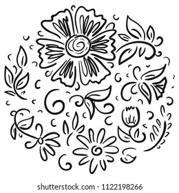 Floral pattern. Sketch. Vector illustration