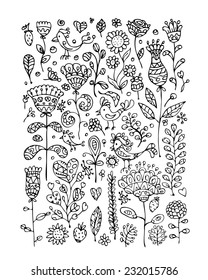 Floral pattern sketch for your design