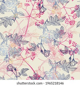 floral pattern in small colorful flowers. Liberty style. Floral seamless background for fashion prints. Ditsy print. Seamless vector texture. Spring bouquet.