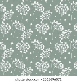 Floral pattern in small flower. Small pretty flowers on green background. Ditsy print, ditsy style, liberty design.Sweet floral seamless pattern for fashion, wrapping, printing on fabrics and surface.