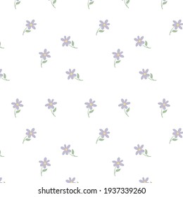 floral pattern with small flower Seamless vector texture. cute template for fabric prints. Printing with small blue, yellow flowers. isolated on the white background.