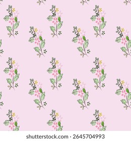 Patrón floral de Pequeñas flores y hojas para la tela