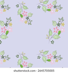 Floral pattern of small flowers and leaves for fabric