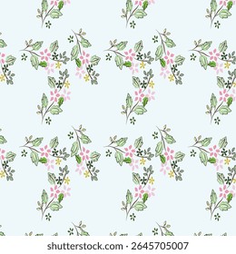 Patrón floral de Pequeñas flores y hojas para la tela