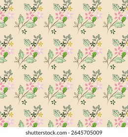 Patrón floral de Pequeñas flores y hojas para la tela