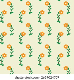 Patrón floral de Pequeñas flores y hojas para la tela	
