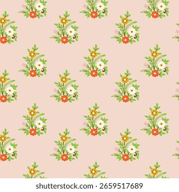 Blumenmuster von kleinen Blumen und Blätter für Stoff	
