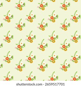 Floral pattern of small flowers and leaves for fabric	
