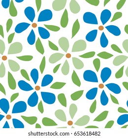 Floral pattern with small flowers and leaves. Simple, cute background for printing on fabric, textiles, Wallpaper. Seamless vector illustration. Vintage retro style. Miles Fleur, liberty ornament.