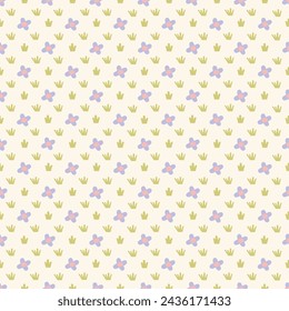 Patrón floral con flores pequeñas sobre un fondo beige. Ideal para papel pintado, fondos, embalaje, tela, álbum de recortes
