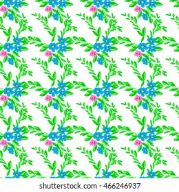 Floral pattern small meadow flowers. Retro style ditsy pattern colorful background.