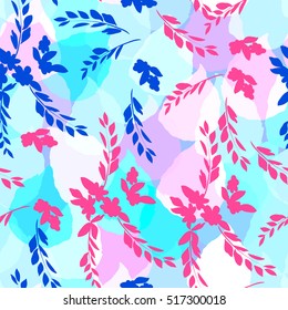 Floral pattern small meadow flowers. Retro style ditsy pattern colorful background.