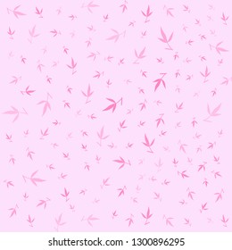 floral pattern of small pink colored peony leaves on pink background. Colorful hand drawn botanical vector illustration 