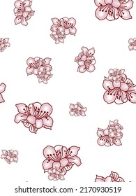 Floral pattern with smooth contours, vector illustration, large and small sizes, suitable for clothing design.